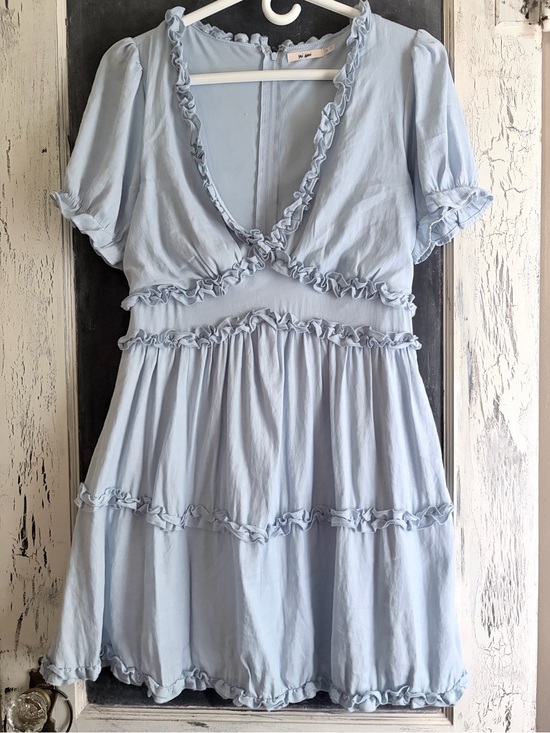 miami Dresses & Skirts - miami Pale Blue Ruffle Trim Boutique Dress